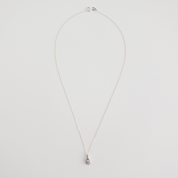 Sterling Silver Clear Crystal Pendant Chain Necklace Round Teardrop Shape 925 - Picture 4 of 11